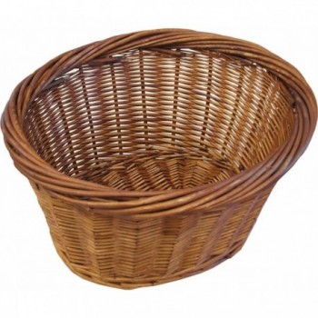 Brown Oval Wicker Front Basket 41x31x25 cm - Large and Elegant for Bicycle - 1