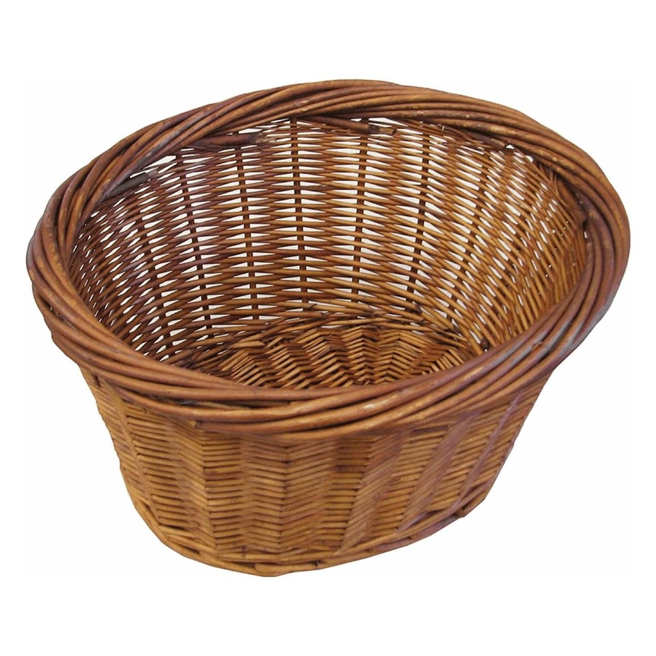 Brown Oval Wicker Front Basket 41x31x25 cm - Large and Elegant for Bicycle - 1