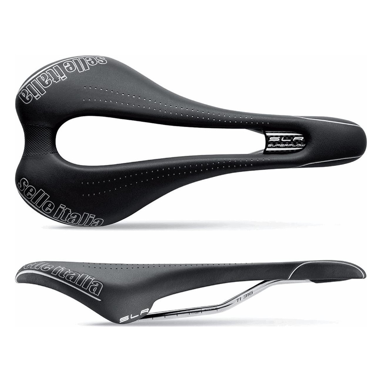 Sella SLR Superflow Nero 131x275mm in Fibra Tek - Leggera e Confortevole, 185gr - 1 - Selle - 8030282382015