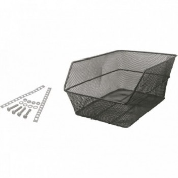 Black Iron Rear Basket with Mounting Kit, 38x29x18 cm - Durable & Easy to Install - 1