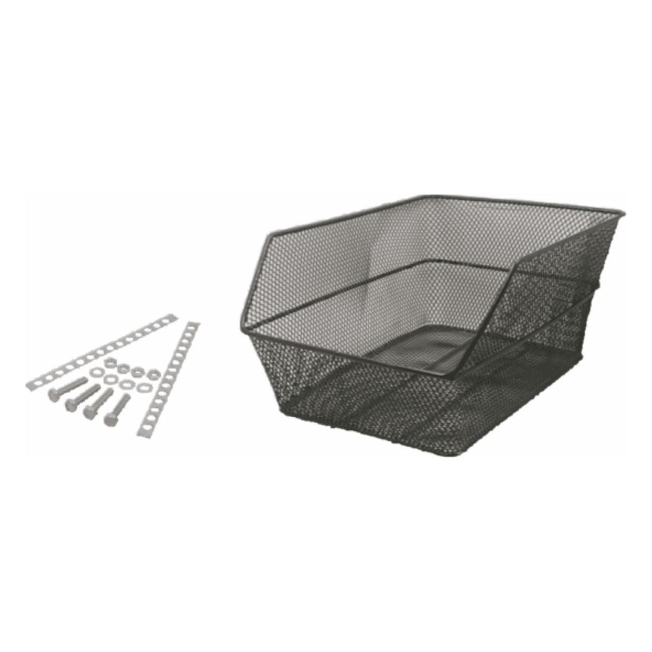 Black Iron Rear Basket with Mounting Kit, 38x29x18 cm - Durable & Easy to Install - 1