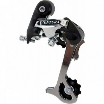 Dérailleur Arrière Ventura 6/7 Vitesses, Cage Longue, Noir/Argent, avec Support - 1