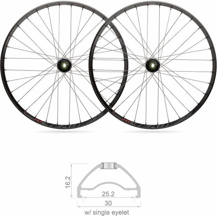 Paire de Roues MTB Tubeless 29' Shimano 10V, 25mm, 32 Rayons, Noir BLACKJACK - 1