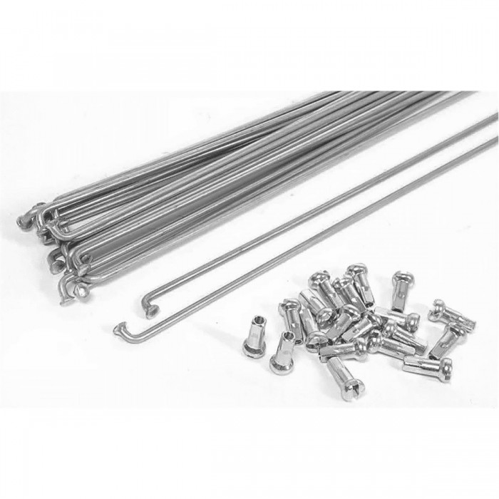 Rayos de Acero Galvanizado 130x2.5mm con Nipples Plateados para Bicicletas - 1