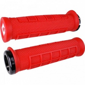 MTB ODI Elite Pro Lock-On 2.1 Red Grips with Black Clamps - 130mm - 1