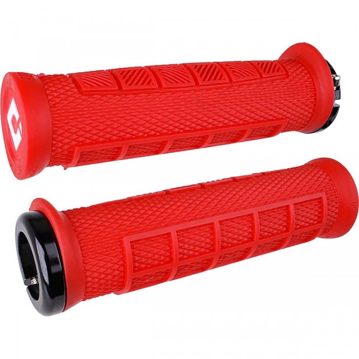 Poignées MTB ODI Elite Pro Lock-On 2.1 Rouges avec Colliers Noirs - 130mm - 1