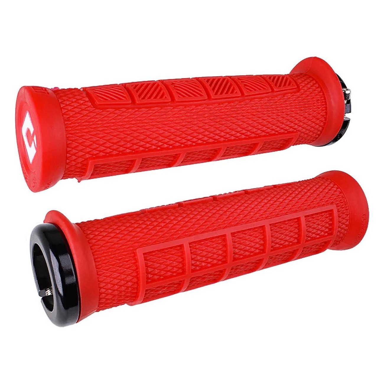 MTB ODI Elite Pro Lock-On 2.1 Red Grips with Black Clamps - 130mm - 1