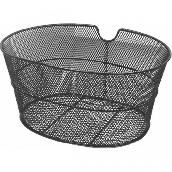 Black Iron Oval Front Bicycle Basket 38x28x18 cm - 1