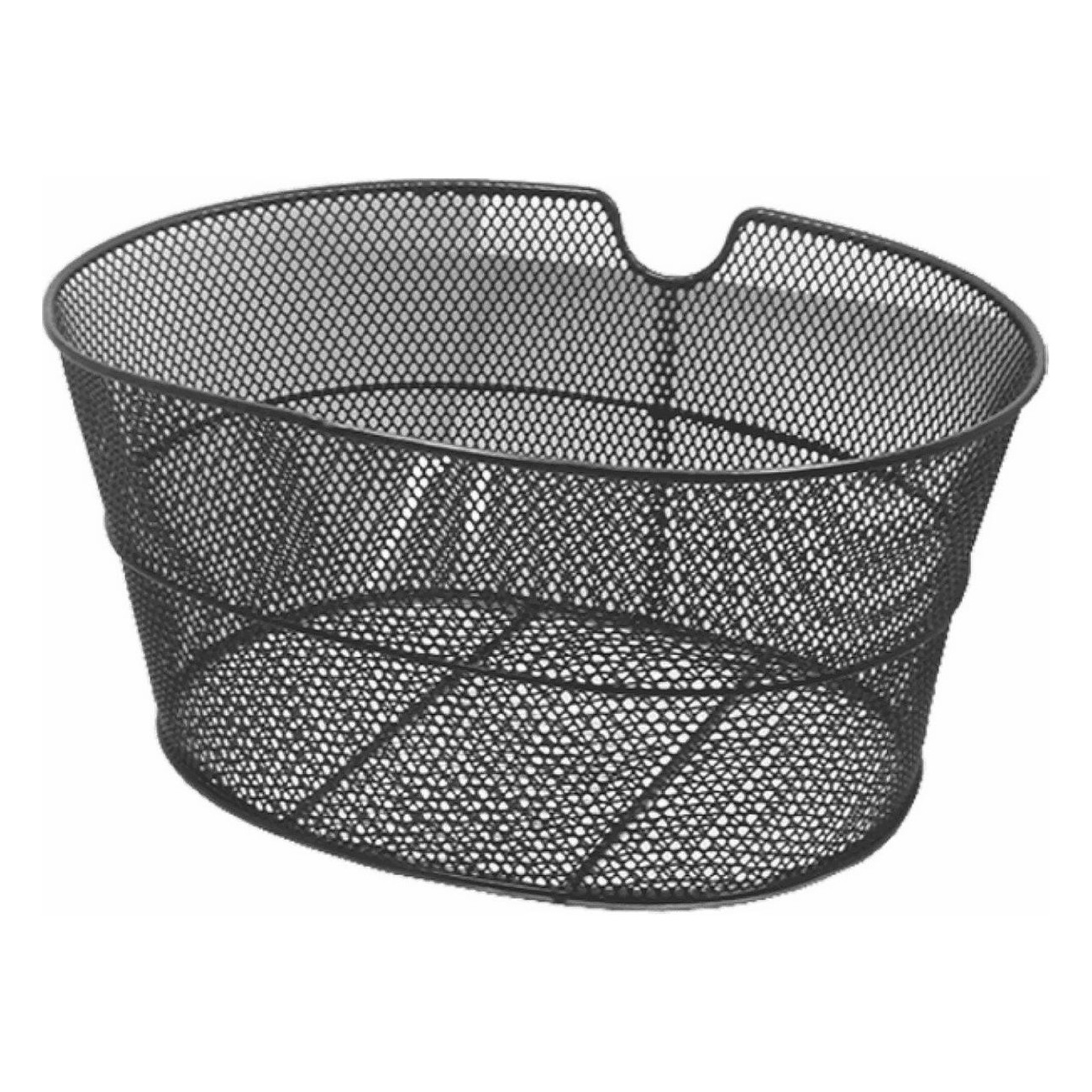 Black Iron Oval Front Bicycle Basket 38x28x18 cm - 1