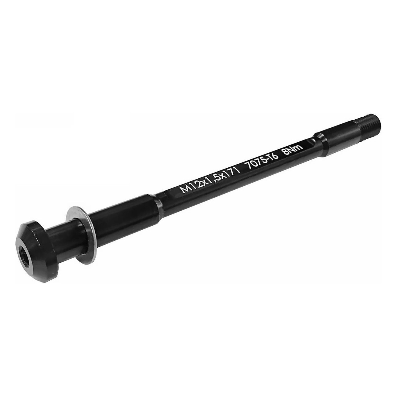 Axe de roue arrière M12x1.5 en aluminium 7075 anodisé noir - 171mm, Made in Italy - 1