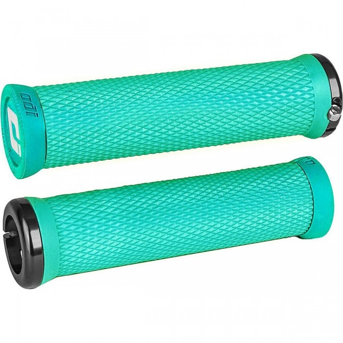 MTB Grips ODI Elite Motion Lock-On 2.1 Mint with Black Clamps 130mm - 1