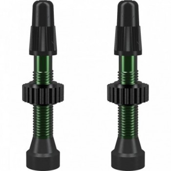 Green 34mm Aluminum TCS Tubeless Presta Valves - Pack of 2 - 1