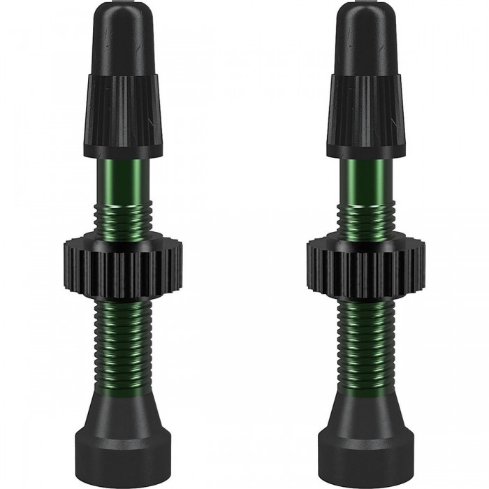 Green 34mm Aluminum TCS Tubeless Presta Valves - Pack of 2 - 1