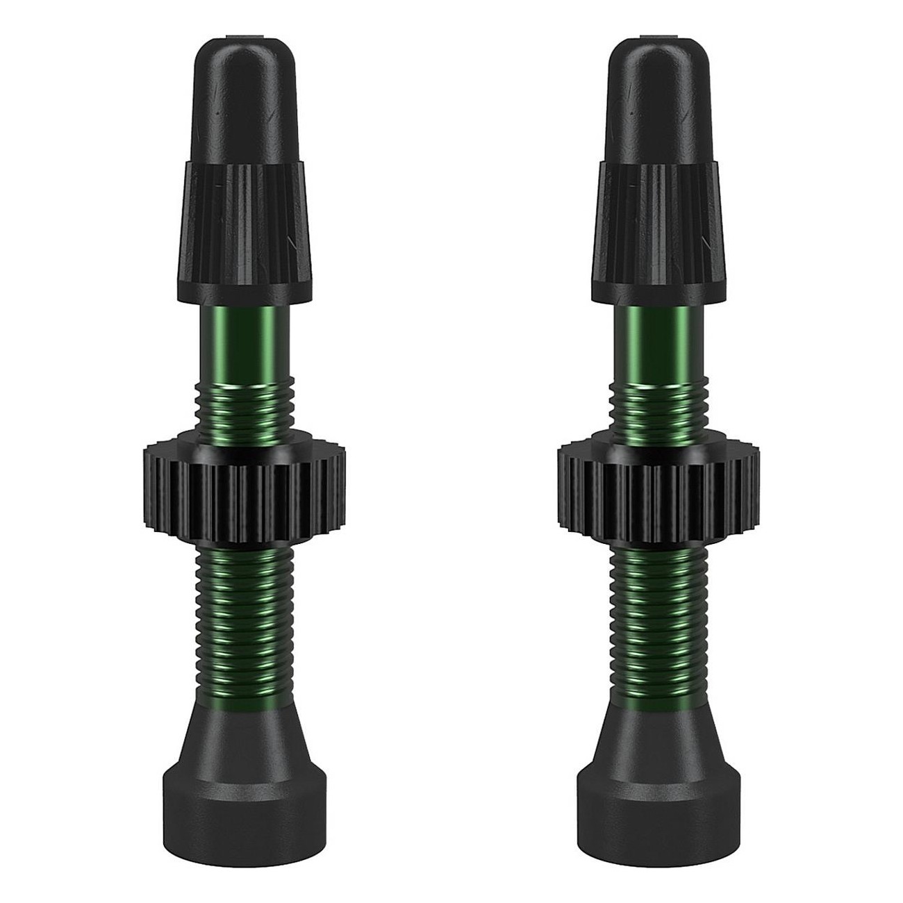 Green 34mm Aluminum TCS Tubeless Presta Valves - Pack of 2 - 1