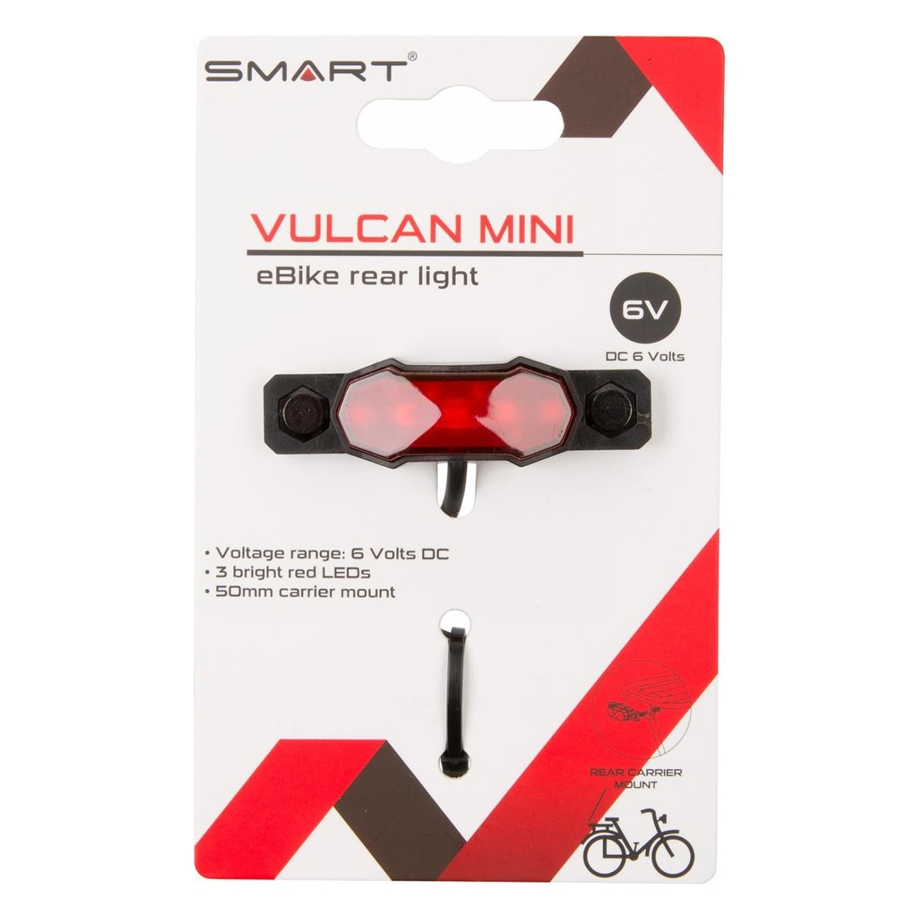 Illuminazione Portapacchi SMART per E-Bike, 6V, 3 LED, Installazione 50mm - 2 - Luci - 