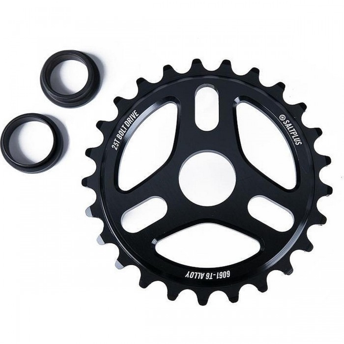 Trident 28T Black CNC Aluminum Bike Chainring - Three-Spoke Design - 1