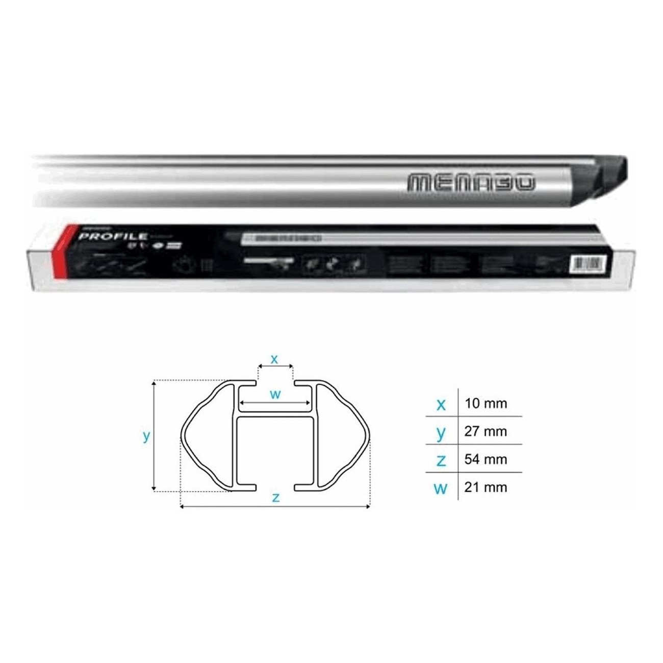 Barra Portapacchi Profile XL de Aluminio Plata 54x21mm - Sistema RACK SYSTEM - 1