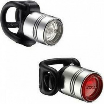 Femto Drive Bike Light Set: Front & Rear LED, Compact Aluminum, 180° Visibility, Silver - 1