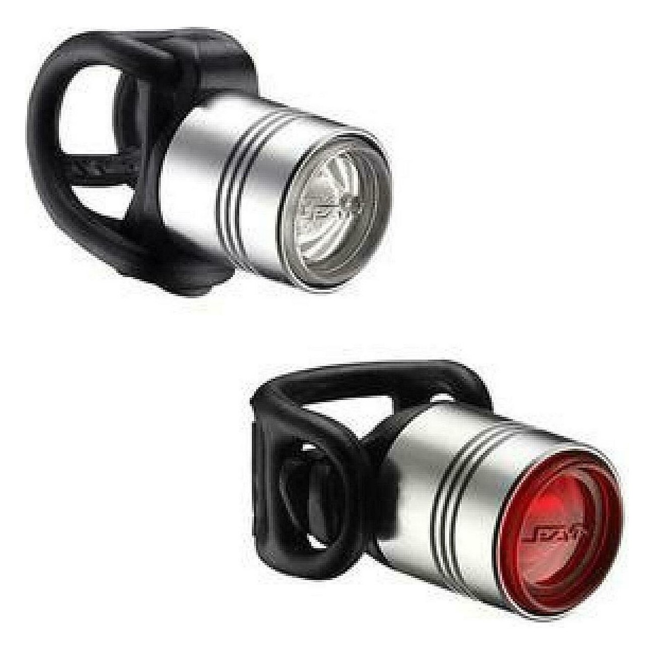 Femto Drive Bike Light Set: Front & Rear LED, Compact Aluminum, 180° Visibility, Silver - 1