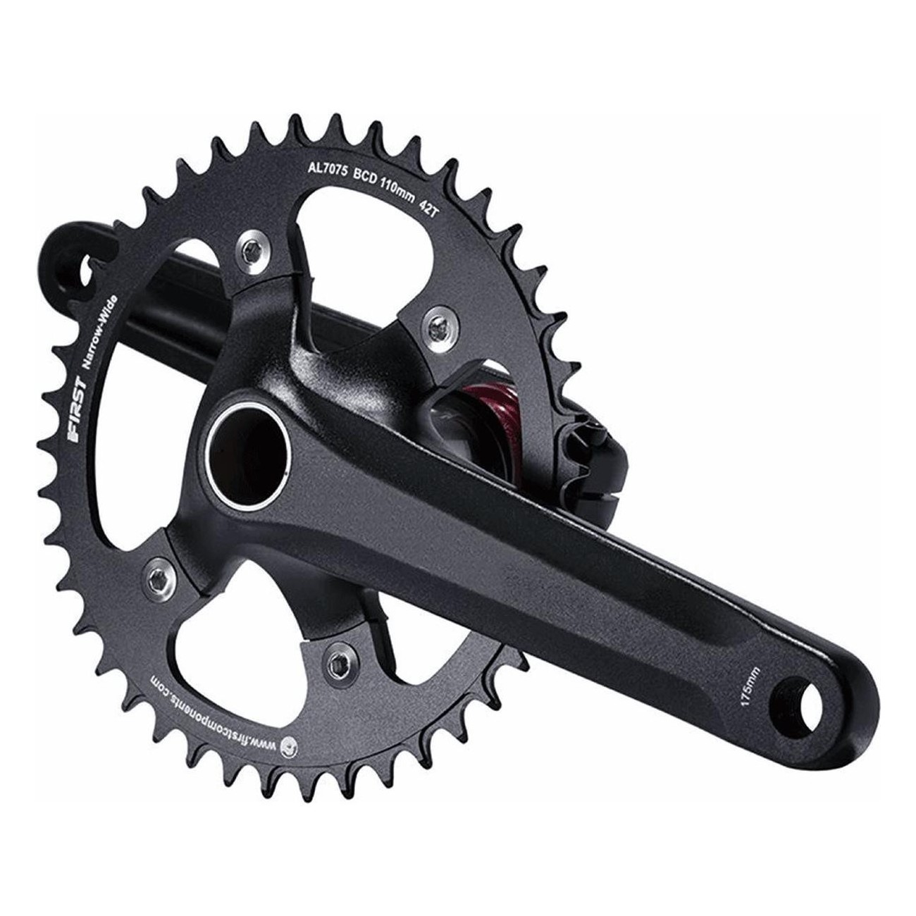 Gravel Crankset 1V 40T 172.5mm Black with Integrated Axle MVTEK, 850g - 1