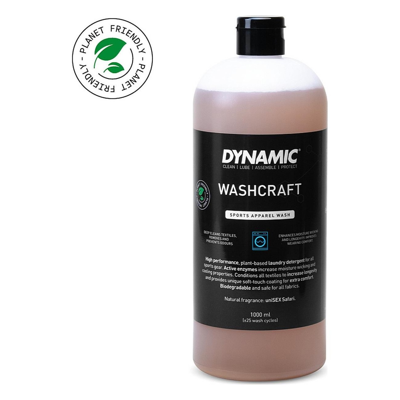 Détergent Dynamique Washcraft 1 L - Détergent Végétal pour Vêtements de Cyclisme - 1