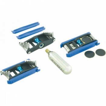 Multi Tool Kit for Bicycle with CO2 Valve and Self-Vulcanizing Patches - 1