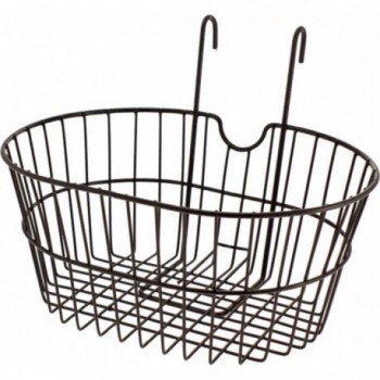 Cesta Ovalada Negra de Hierro 40x30x18 cm para Bicicleta Delantera - 1