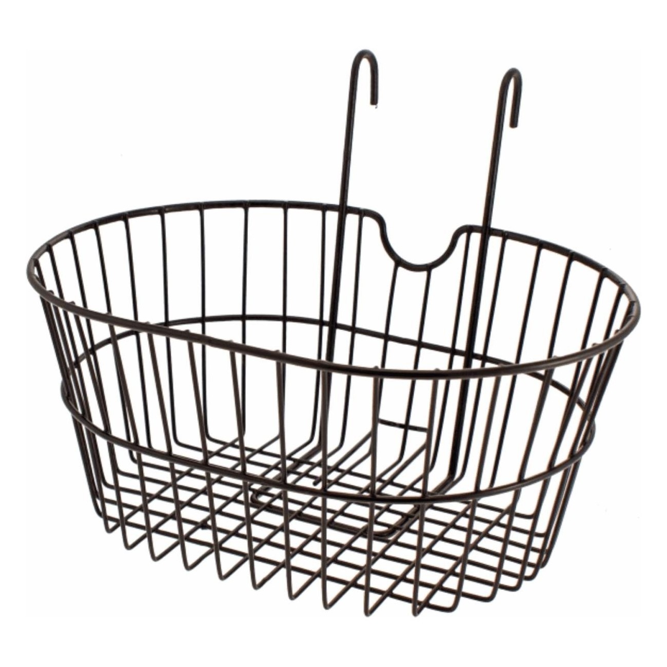 Cesta Ovalada Negra de Hierro 40x30x18 cm para Bicicleta Delantera - 1