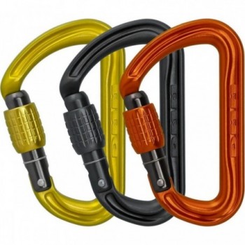 Pack of 3 Shadow Screw Carabiners - Lightweight and Safe in Lime, Gray, Orange - 1