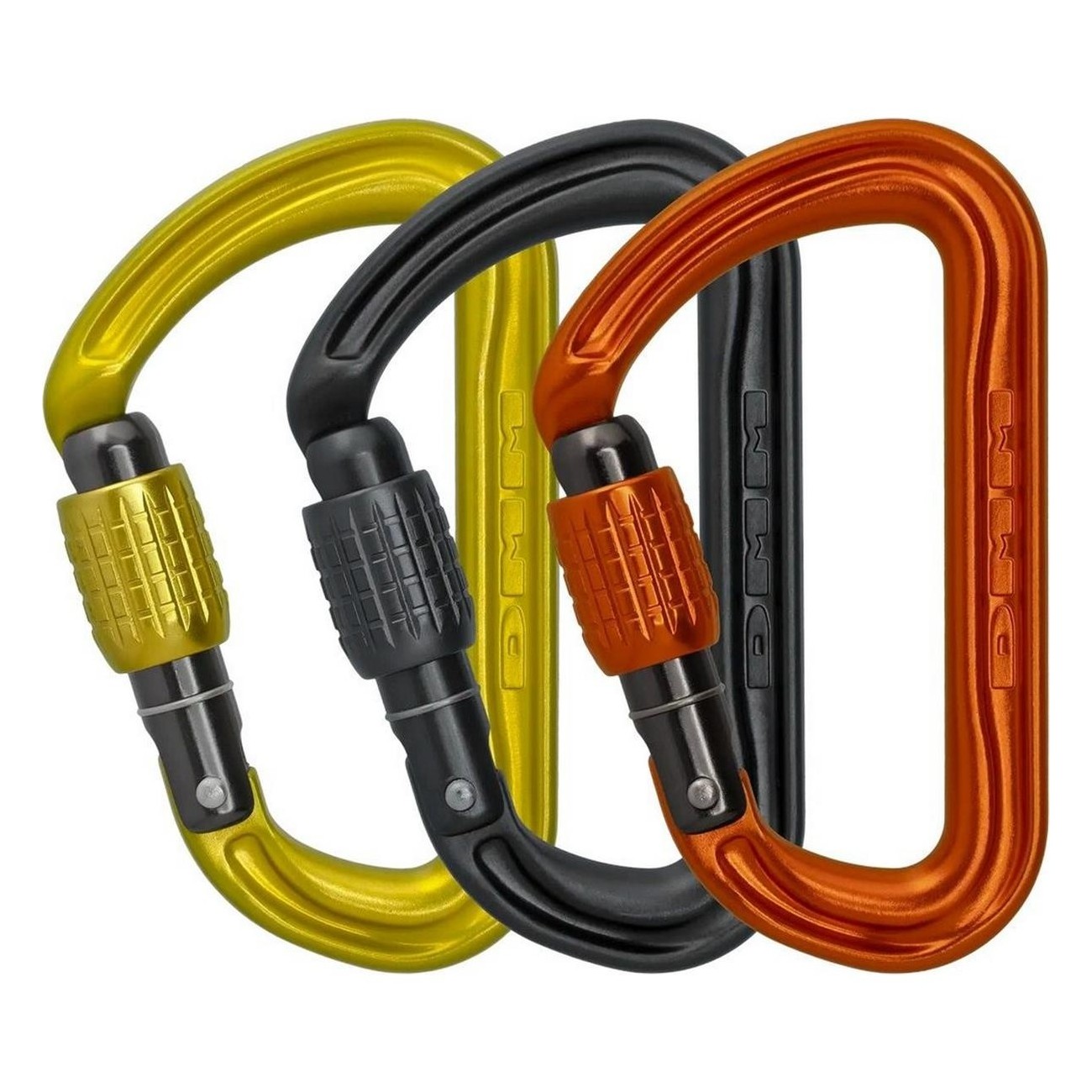 Pack of 3 Shadow Screw Carabiners - Lightweight and Safe in Lime, Gray, Orange - 1