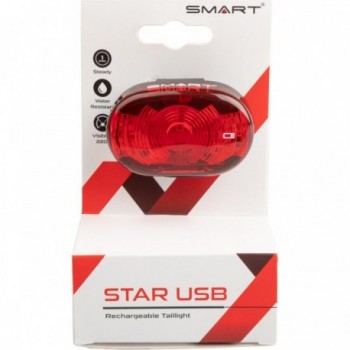 Fanale Posteriore SMART STAR USB LED Rosso con Clip e Supporto Reggisella, Impermeabile e Ricaricabile - 2 - Luci - 471568140361