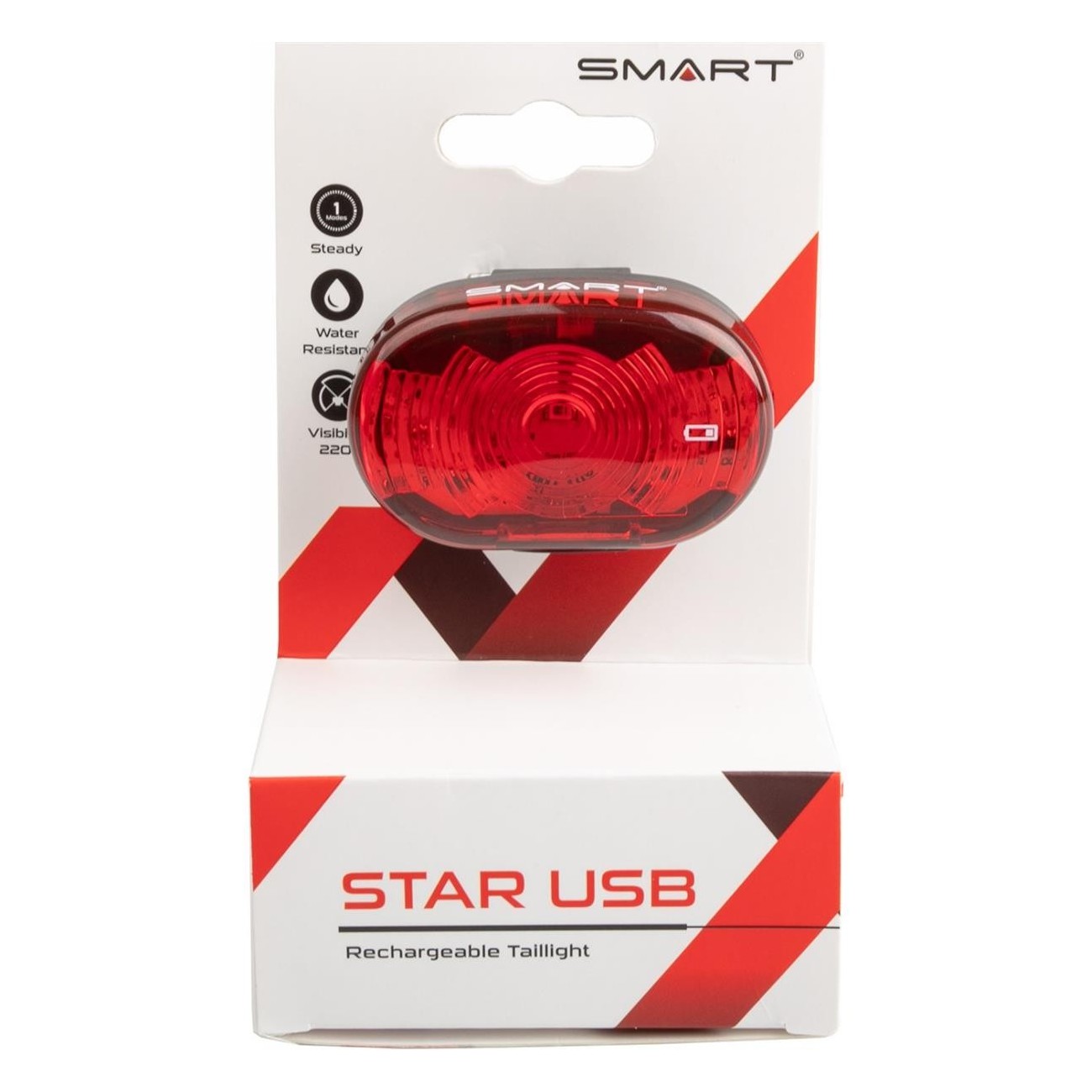 Fanale Posteriore SMART STAR USB LED Rosso con Clip e Supporto Reggisella, Impermeabile e Ricaricabile - 2 - Luci - 471568140361