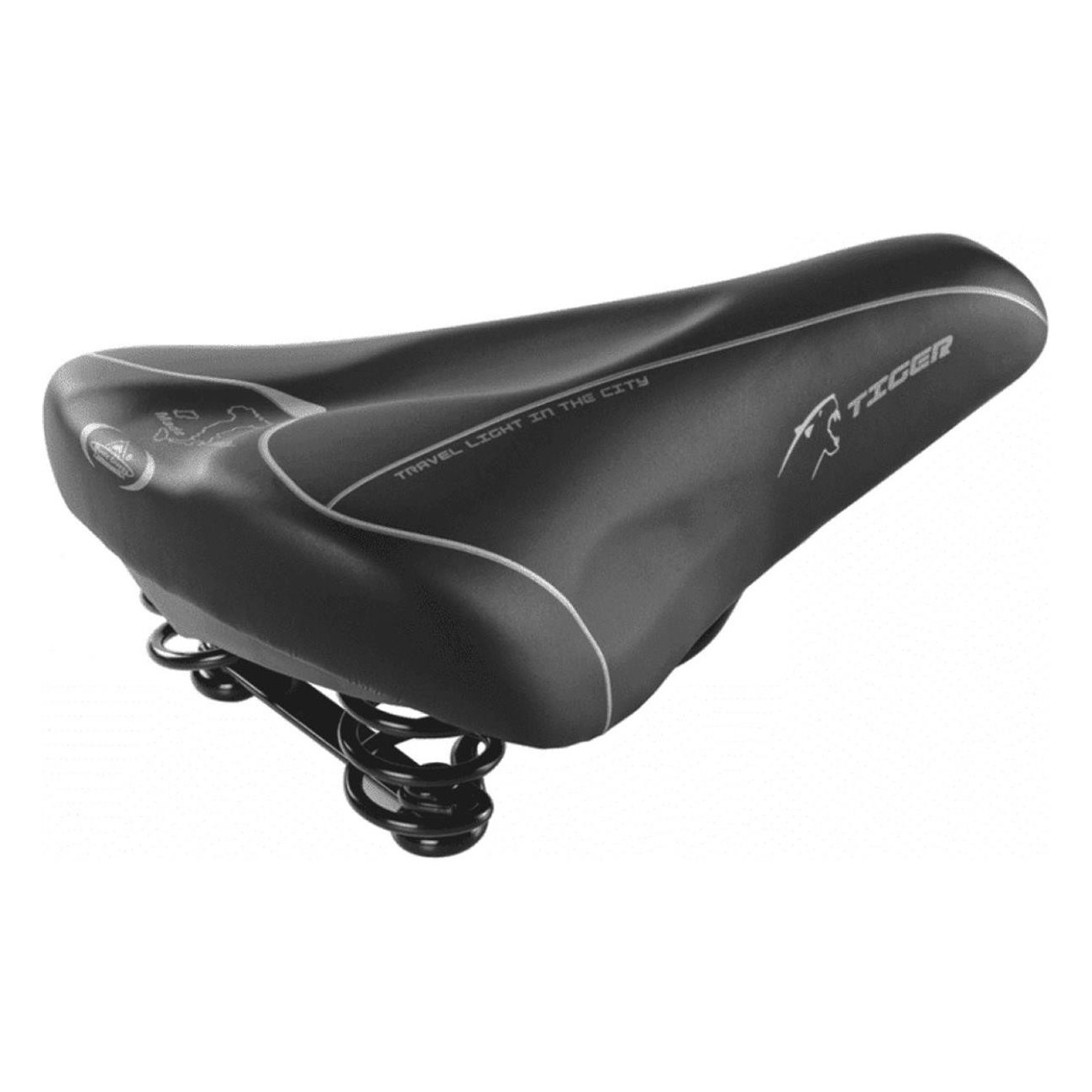 Citybike Tiger Black Saddle with Springs, Comfort & Durability, 270x175 mm - 1