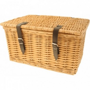 Natural Wicker Rectangular Basket with Lid 47x31x25 cm - 1