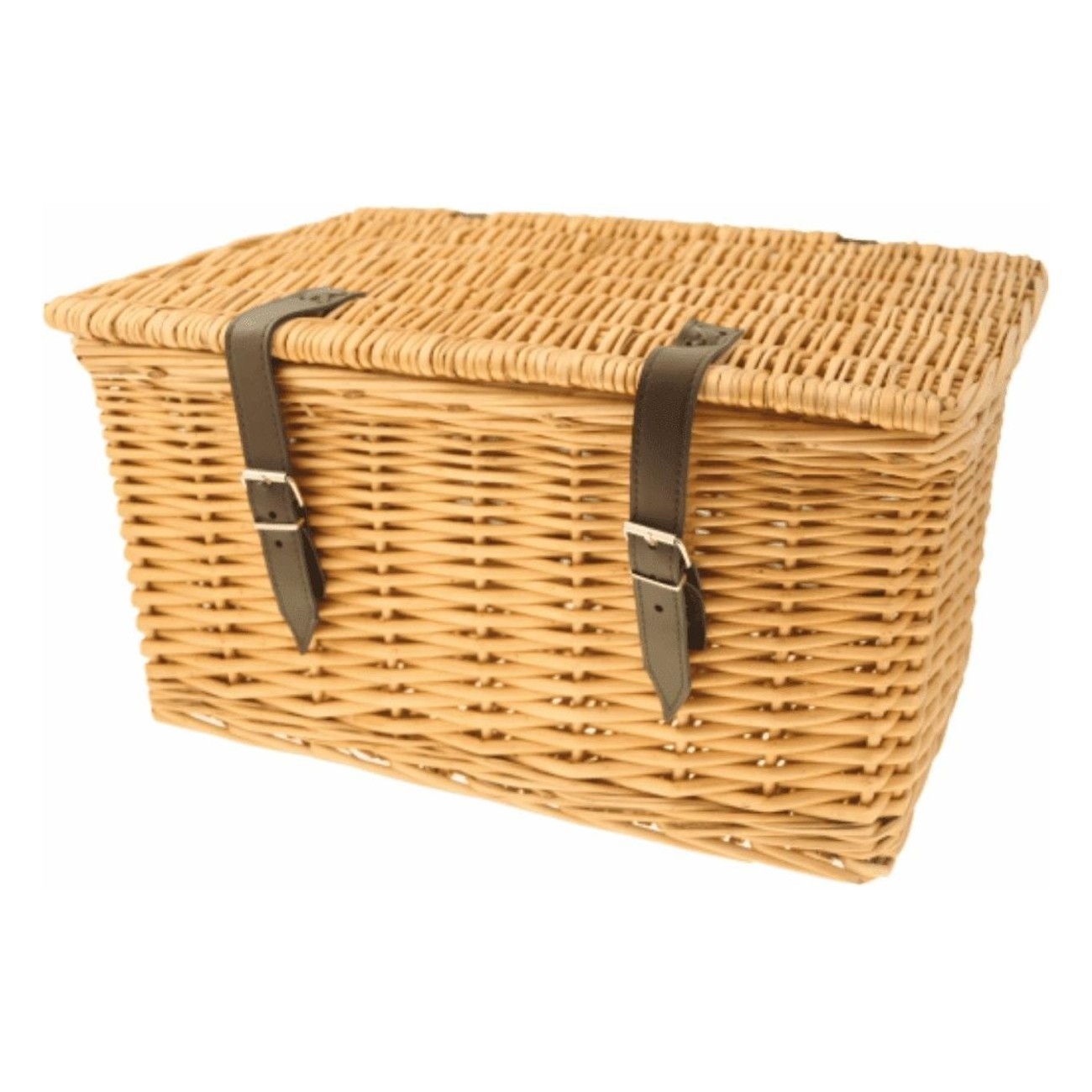 Natural Wicker Rectangular Basket with Lid 47x31x25 cm - 1