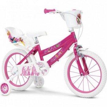 Disney Pink Bicycle 16' for Girls 4-7 Years with Stabilizers and Air Wheels - 1