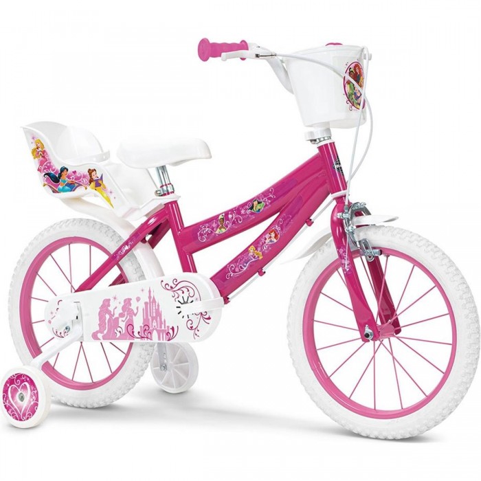 Disney Pink Bicycle 16' for Girls 4-7 Years with Stabilizers and Air Wheels - 1