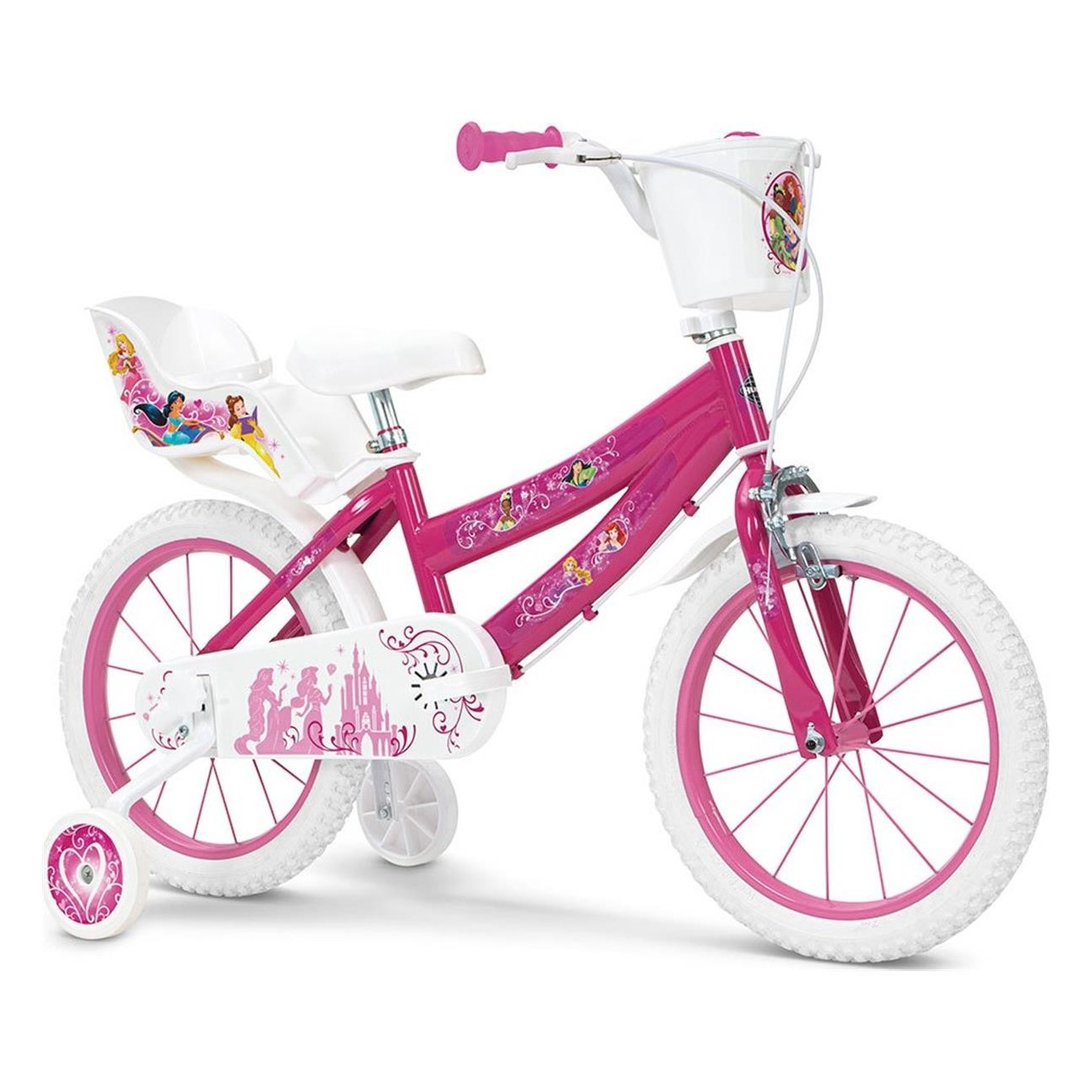 Disney Pink Bicycle 16' for Girls 4-7 Years with Stabilizers and Air Wheels - 1