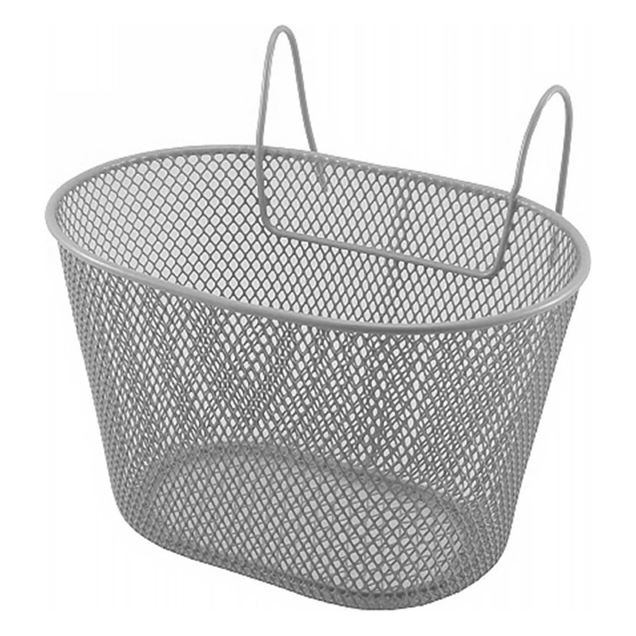 Cestino Anteriore per Bambino in Ferro Plastificato Silver 24x17x14.5 cm - Resistente e Funzionale per Biciclette - 1 - Cestini 