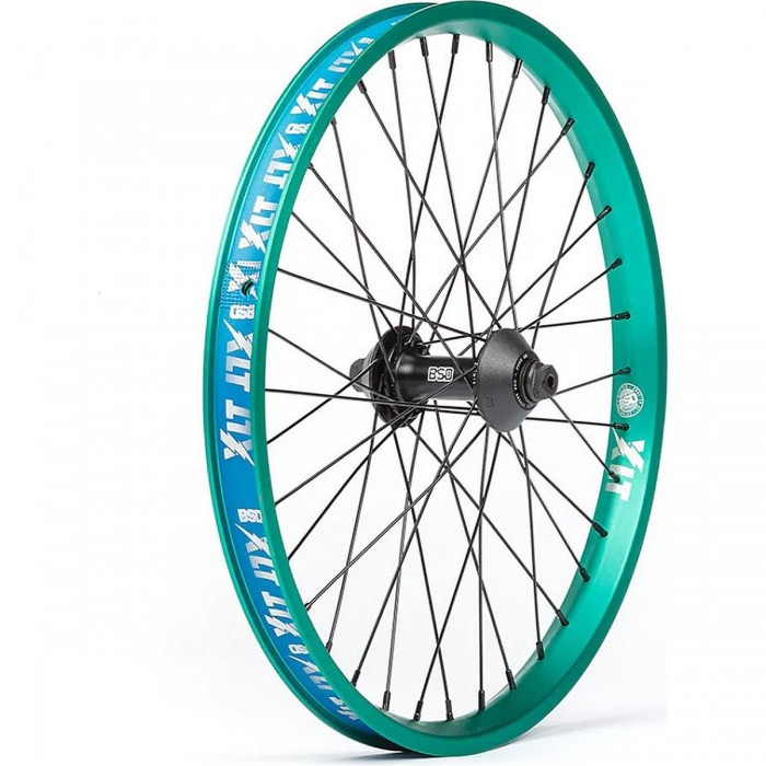 Ruota Anteriore XLT Street Pro Verde Acqua con Mozzo Nero - Prestazioni e Stile - 1 - Ruote complete - 5060792163173