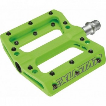 Exustar E-PB71 Green Flat MTB Pedals 105x108mm in Thermoplastic - 1