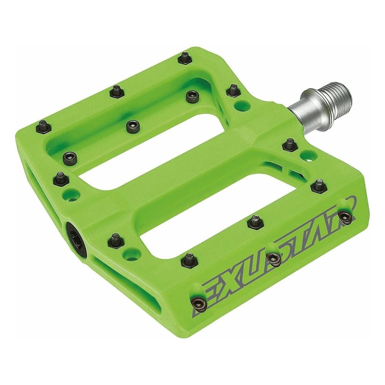 Exustar E-PB71 Green Flat MTB Pedals 105x108mm in Thermoplastic - 1