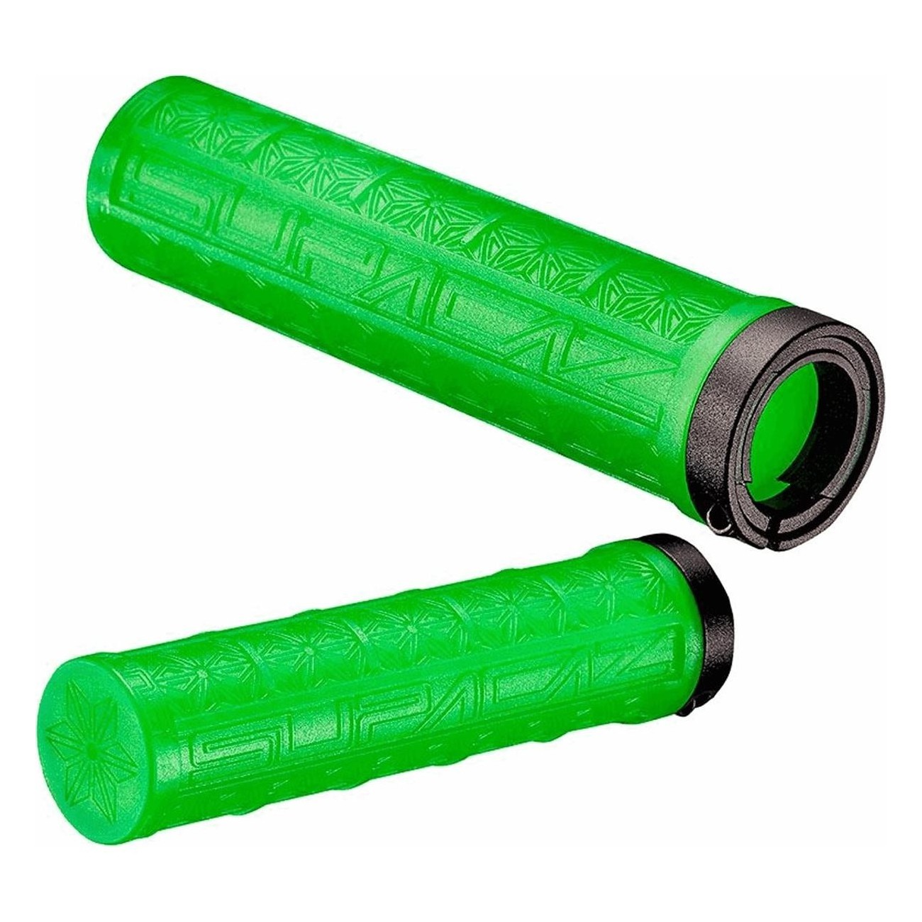 GRIZIPS Neon Green Dual Density Lock-On SUPACAZ Bike Grips - 1