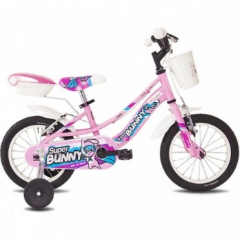 Bicicletta per Bambini Super Bunny 14 Rosa con Telaio in Acciaio e Freni V-Brake - 1 - Bambino - 8059796061025