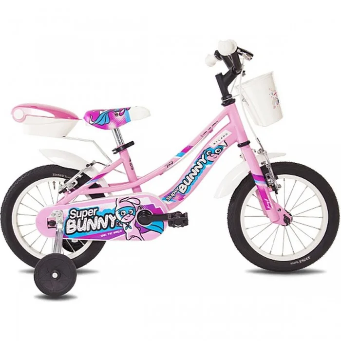 Bicicletta per Bambini Super Bunny 14 Rosa con Telaio in Acciaio e Freni V-Brake - 1 - Bambino - 8059796061025