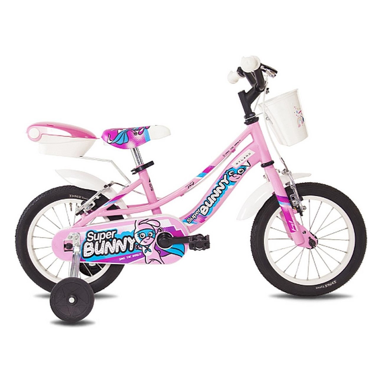 Bicicletta per Bambini Super Bunny 14 Rosa con Telaio in Acciaio e Freni V-Brake - 1 - Bambino - 8059796061025