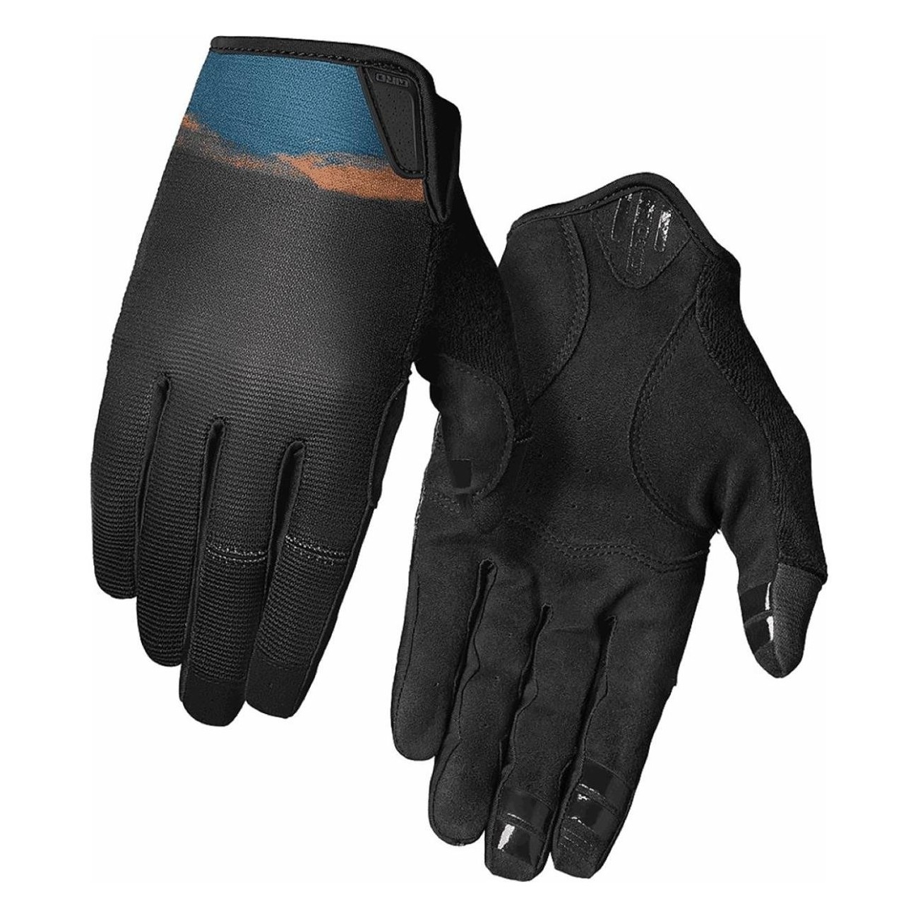 DND 2022 Summer Long Gloves Black/Blue Size L for Cycling with AX Suede Palm - 1