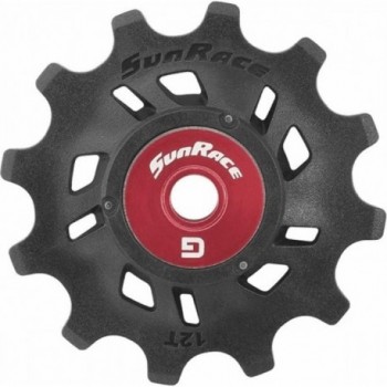 Universal 12-Tooth Pulley Black/Red Compatible with Shimano, Campagnolo, SRAM - SUNRACE - 1