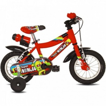 Bicicletta per Bambini Super Ninja 12 Kid M Rosso con Telaio in Acciaio e Freni V-Brake - 1 - Bambino - 8059796061001