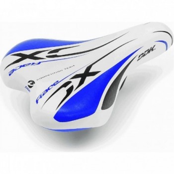 MTB XC Race Saddle for Kids 20/24' White/Blue Steel and Skay - 1